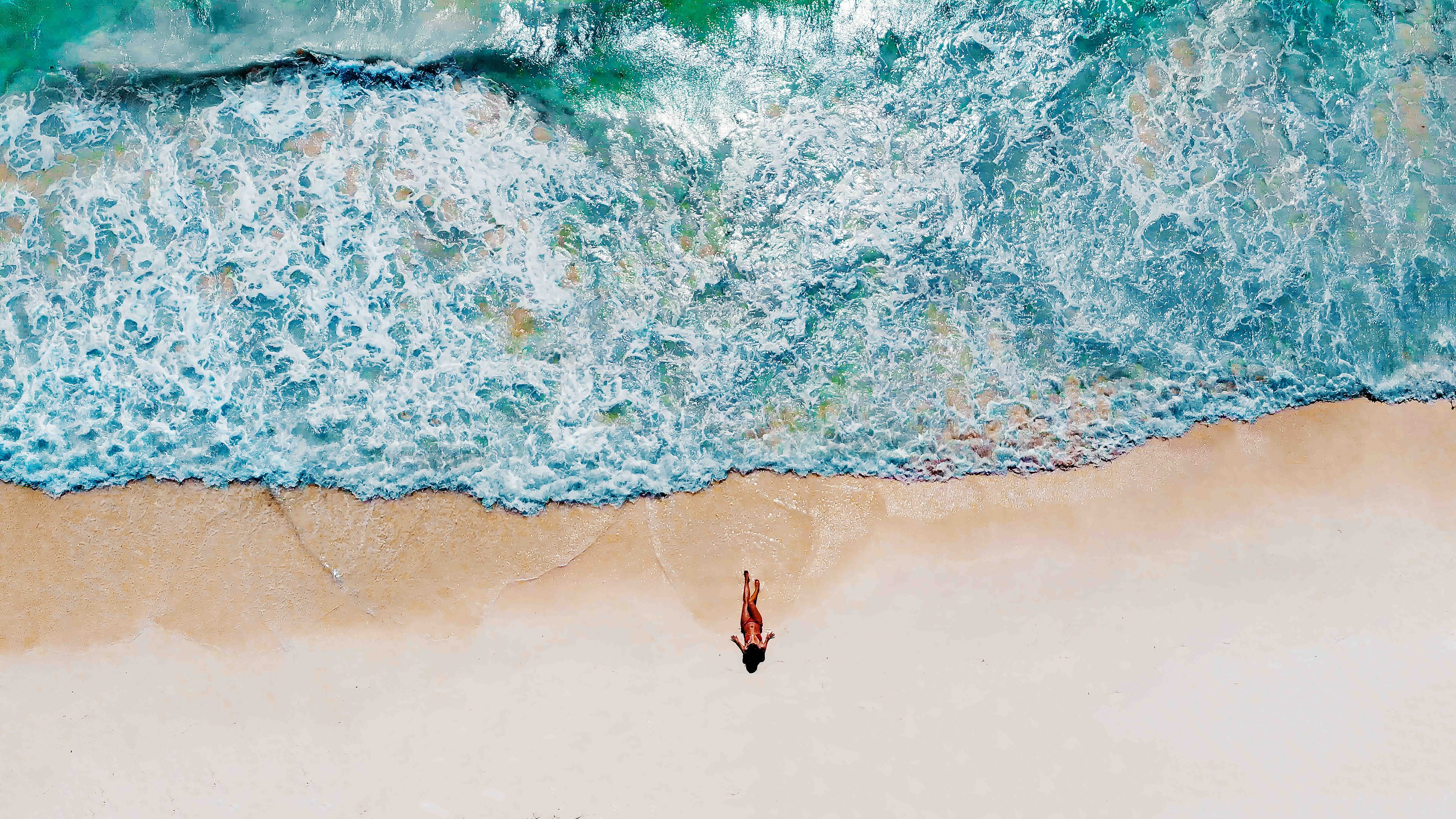 From the Aerial collection — The Riviera Maya coastline from above — reef lines, breakers, and island panoramas.